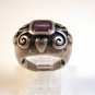 Vintage Gothic Sterling Silver & Amythest Heart Ring Size 9 1/4
