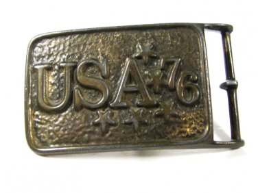 Vintage U.S.A. 76 Brass Belt Buckle Unbranded 73015