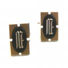 Vintage Silver Tone & Black Initial M Cufflinks By Hickok U.S.A.