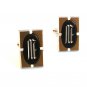 Vintage Silver Tone & Black Initial M Cufflinks By Hickok U.S.A.