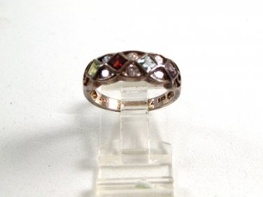 Sterling Silver Garnet Blue Topaz Amythest Ring Size 7 1/2