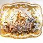 Mexican Alpaca Silver Bull Riding Rodeo Belt Buckle 4 1/4" X 3 1/2"