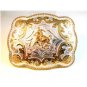 Mexican Alpaca Silver Bull Riding Rodeo Belt Buckle 4 1/4" X 3 1/2"