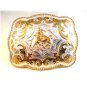 Mexican Alpaca Silver Bull Riding Rodeo Belt Buckle 4 1/4" X 3 1/2"
