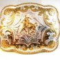Mexican Alpaca Silver Bull Riding Rodeo Belt Buckle 4 1/4" X 3 1/2"
