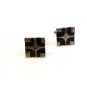 Vintage Silver Tone & Black Enamel Cufflinks