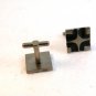 Vintage Silver Tone & Black Enamel Cufflinks