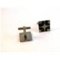 Vintage Silver Tone & Black Enamel Cufflinks