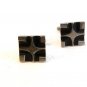 Vintage Silver Tone & Black Enamel Cufflinks