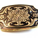 New Old Stock Gold Tone Black Enamel Western Cowboy Belt Buckle