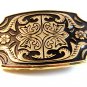 New Old Stock Gold Tone Black Enamel Western Cowboy Belt Buckle