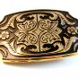 New Old Stock Gold Tone Black Enamel Western Cowboy Belt Buckle