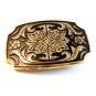 New Old Stock Gold Tone Black Enamel Western Cowboy Belt Buckle