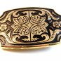 New Old Stock Gold Tone Black Enamel Western Cowboy Belt Buckle