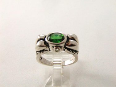 Vintage Sterling Silver & Green Spinel Ring Sz 8 1/4