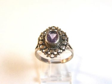 Vintage Sterling Silver & Amythest Ring Size 8