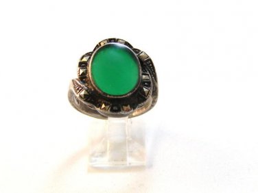Vintage Sterling Silver Jade Or Jadite Ring Size 8