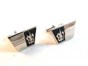 Vintage 1950's - 1960's Silver Tone Crown Cufflinks by Foster