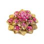 Vintage 1950's Gold Tone & Pink Rhinestone Brooch