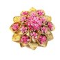 Vintage 1950's Gold Tone & Pink Rhinestone Brooch