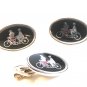 Vintage Silver Tone Bicycle Built for Two Cufflinks & Tie Clasp