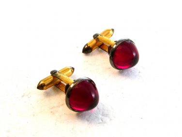 Vintage Gold R.P. on Silver & Red Cufflinks by Correct