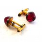 Vintage Gold R.P. on Silver & Red Cufflinks by Correct