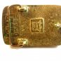 Vintage Schrimshaw Ship & Tooled Leather Brass Belt Buckle U.S.A.