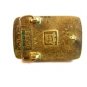 Vintage Schrimshaw Ship & Tooled Leather Brass Belt Buckle U.S.A.