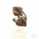 Vintage Signed ICC Mexican Sterling Silver & Abalone Leaf Ring Size 4