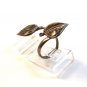 Vintage Signed ICC Mexican Sterling Silver & Abalone Leaf Ring Size 4