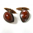 Vintage Very Odd Black Amberish Dark Orange Cufflinks by Unbranded 73015