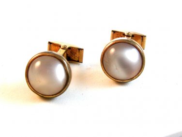 Vintage 1950's - 1960's Silver Tone & White Cufflinks by Tweed