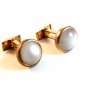 Vintage 1950's - 1960's Silver Tone & White Cufflinks by Tweed