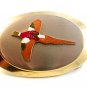 Vintage 2 Tone Silver & Gold Enameled Pheasant Belt Buckle
