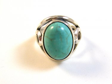 Vintage Southwest Sterling Silver & Turquoise Ring Size 9 1/4