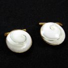 Vintage Goldtone & White Sea Shell Button Cufflinks Unbranded 72315