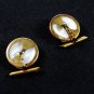 Vintage Goldtone & White Sea Shell Button Cufflinks Unbranded 72315