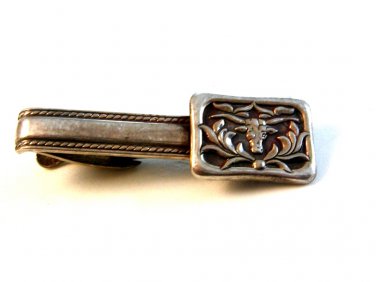 Vintage Sterling Silver Western Long Horn Cowboy Tie Clasp by Hickok U.S.A.
