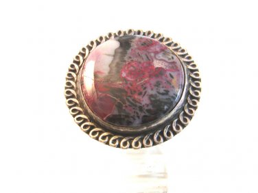 Vintage Native American Silver & Natural Stone Ring Size 8