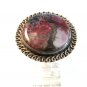 Vintage Native American Silver & Natural Stone Ring Size 8