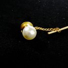 Vintage Goldtone & Faux White Pearl Tie Tac Unbranded 72815