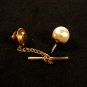 Vintage Goldtone & Faux White Pearl Tie Tac Unbranded 72815