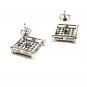 Sterling Silver & Clear CZ's Square Pierced Fashion Earrings 11052013