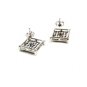 Sterling Silver & Clear CZ's Square Pierced Fashion Earrings 11052013