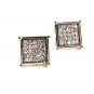 Sterling Silver & Clear CZ's Square Pierced Fashion Earrings 11052013