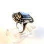 Edwardian / Art Deco Sterling Silver & Hematite & Marcasite Ring Size 6