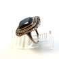 Edwardian / Art Deco Sterling Silver & Hematite & Marcasite Ring Size 6