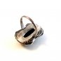Edwardian / Art Deco Sterling Silver & Hematite & Marcasite Ring Size 6