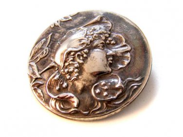Vintage Sterling Silver Art Nouveau Gibson Girl Brooch